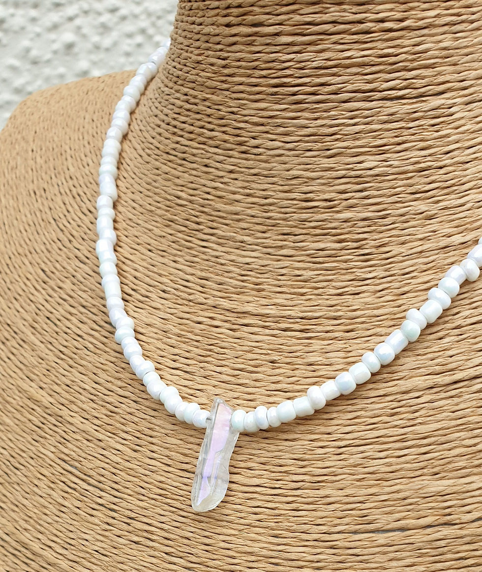 Thumbnail: Angel Aura Quartz necklace WHITE