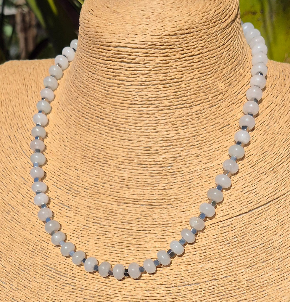 Thumbnail: White Jade Necklace ~ SILVER 