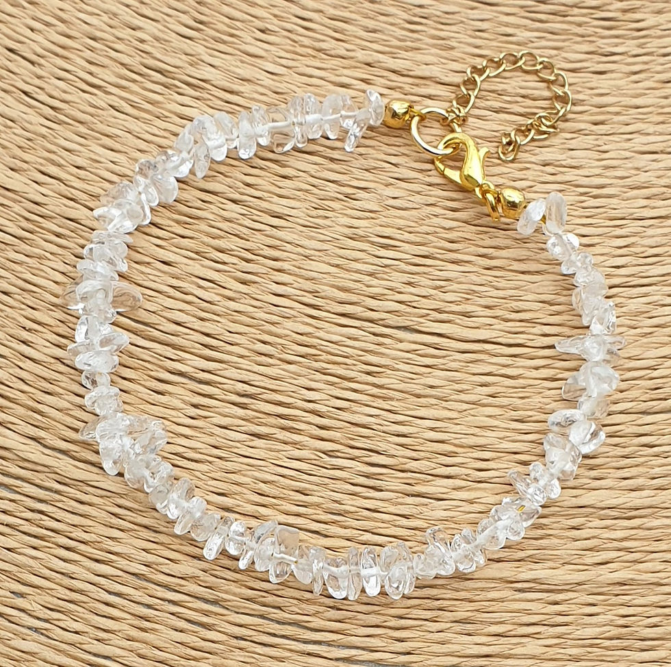 Thumbnail: Clear Quartz bracelet ~ GOLD 