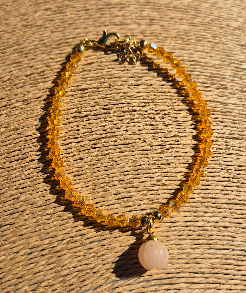 Thumbnail: Yellow Jade pumpkin Bracelet Halloween 