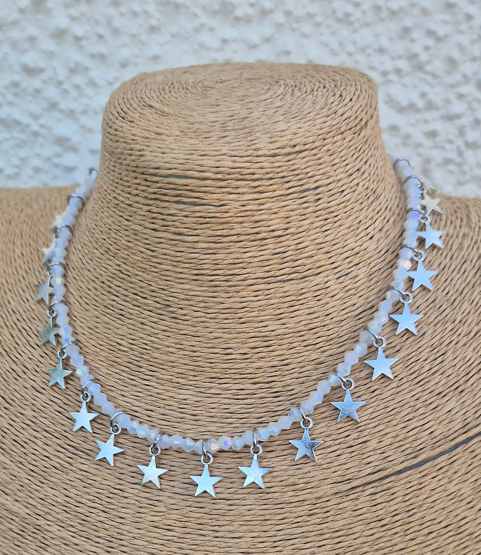 Thumbnail: Glass Crystal Star charm Necklace SILVER 