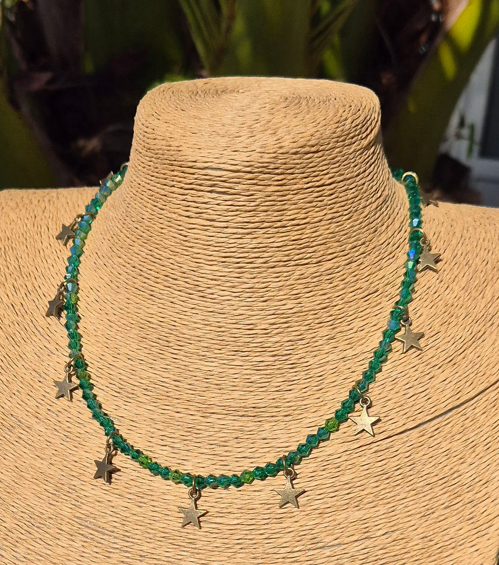 Thumbnail: Glass Crystal Star charm Necklace BRONZE 