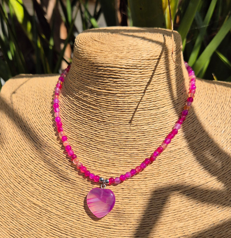 Thumbnail: Pink Agate heart Necklace 