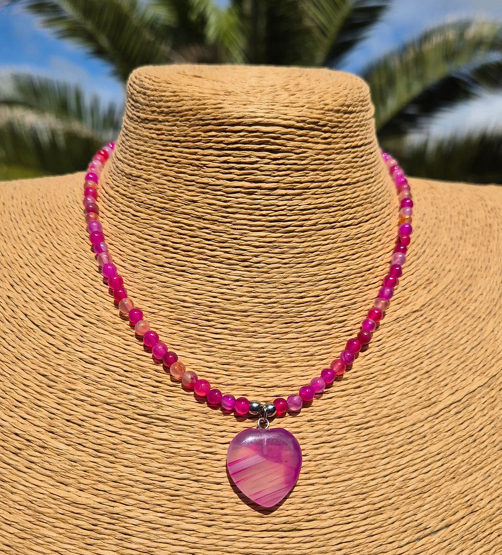 Thumbnail: Pink Agate heart Necklace 