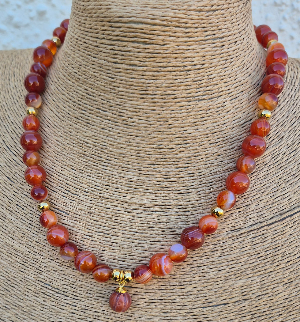 Thumbnail: Carnelian Pumpkin Necklace Halloween 