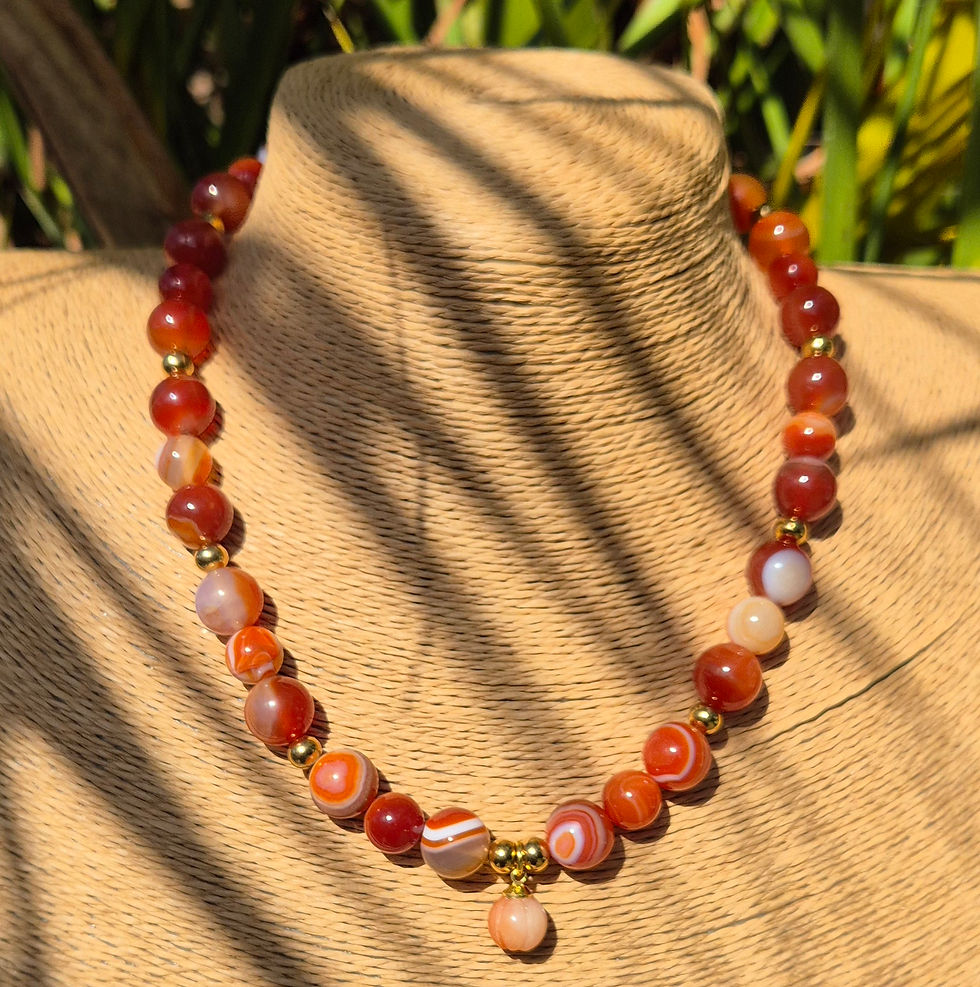 Thumbnail: Carnelian Pumpkin Necklace Halloween 