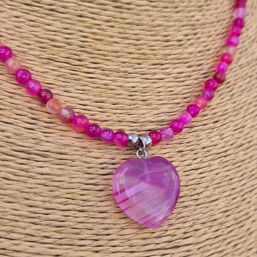 Thumbnail: Pink Agate heart Necklace 