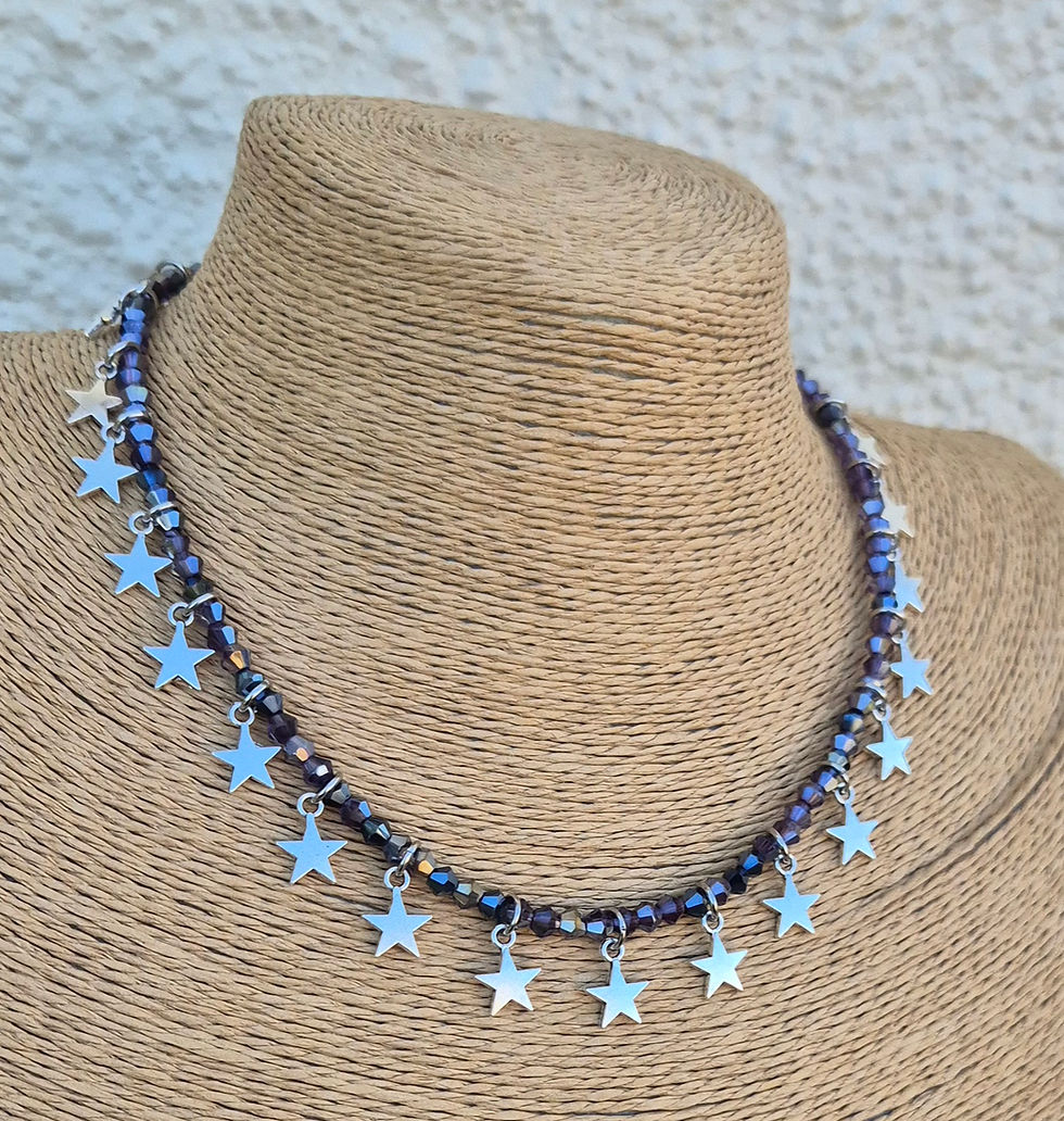 Thumbnail: Glass Crystal Star Charm Necklace SILVER