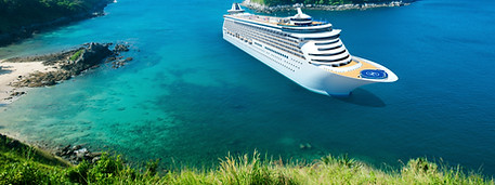 cruise ship on island