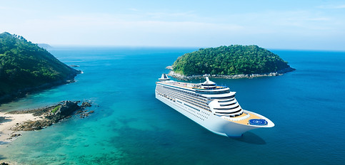 cruise ship on island