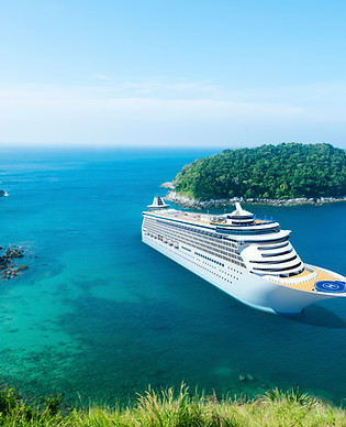 cruise ship on island