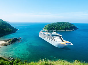 cruise ship on island
