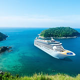 cruise ship on island