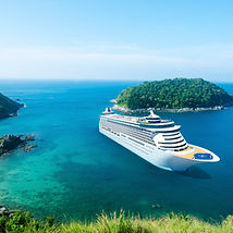 cruise ship on island