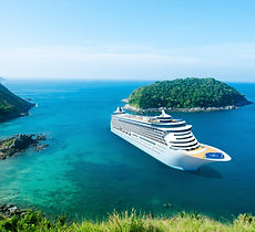 cruise ship on island