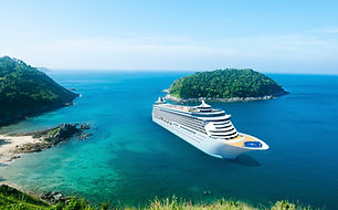 cruise ship on island