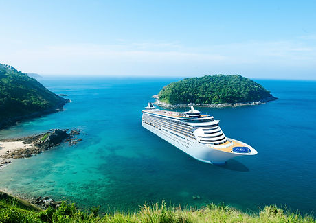 cruise ship on island
