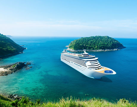 cruise ship on island