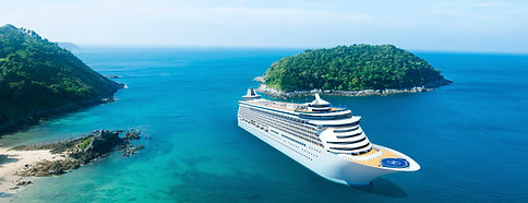 cruise ship on island