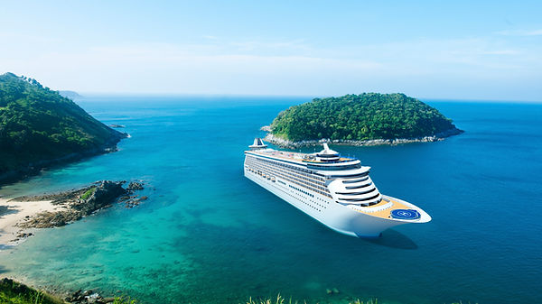 cruise ship on island