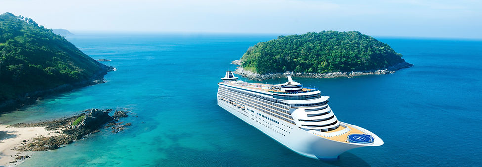 cruise ship on island