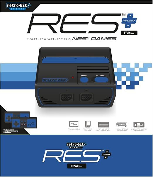 RES+ Royal Blue PAL version Retro-Bit EU (NES) (BOXED)(GOOD)