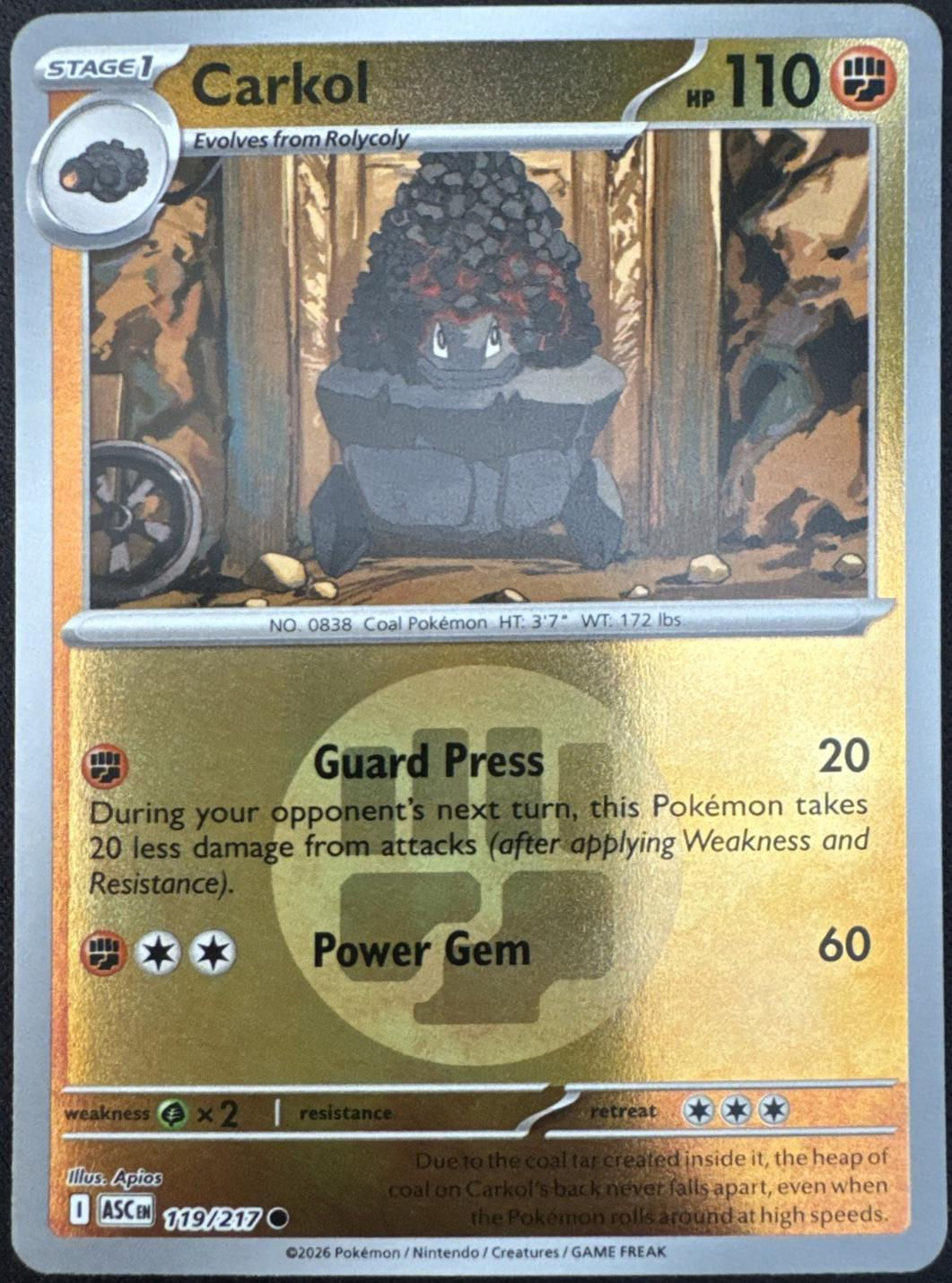 POKEMON: Carkol (119/217)(ENERGY)(ASCENDED HEROES)(UNGRADED)