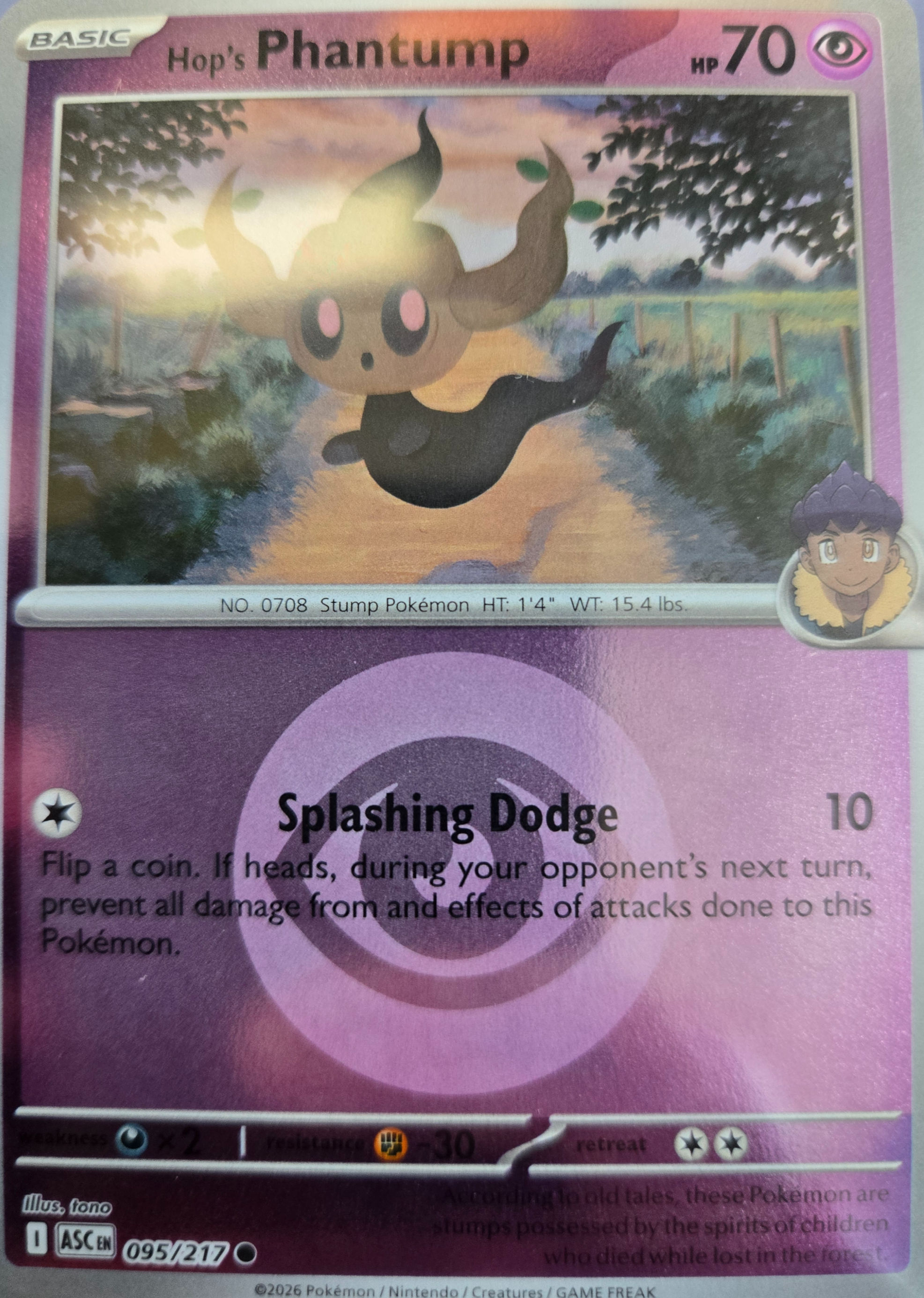 POKEMON: Hops Phantump (095/217)(ENERGY)(ASCENDED HEROES)(UNGRADED)