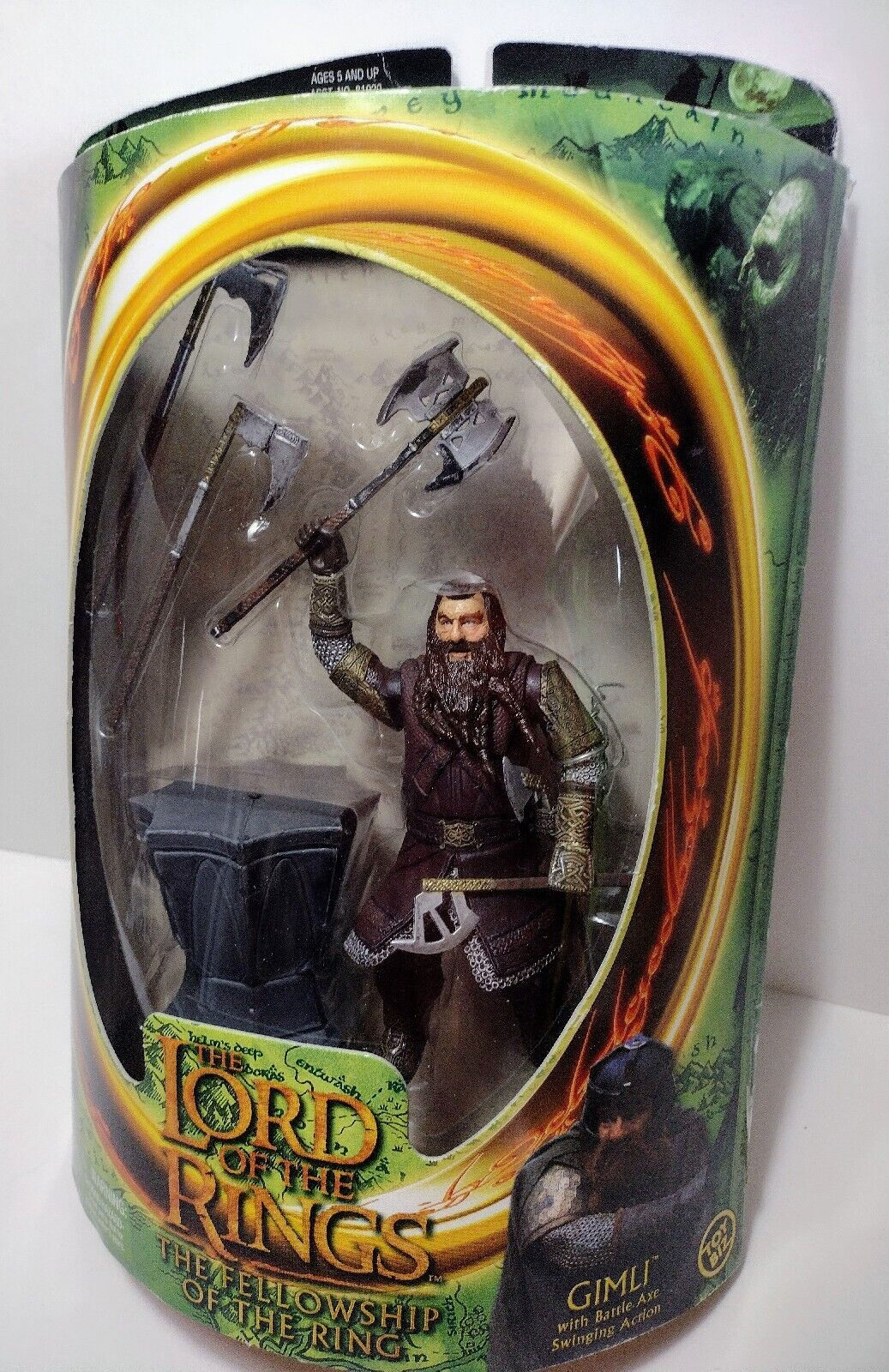 Toybiz LOTR Fellowship Gimli + Battle Axe (SEALED)