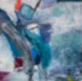 Abstrakte Malerei in Blau- und Grüntönen, inspiriert von Island