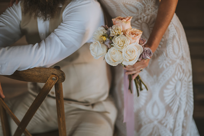 Nosegay bouquet with bride and groom 