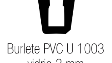 Burlete PVC Tipo U 1003 - L Vidrio de 3mm - 100mts
