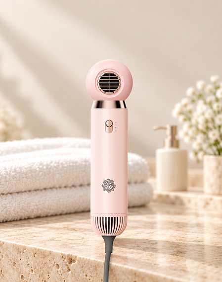Rosa PlasmaAir Föhn im Badezimmer-3.png