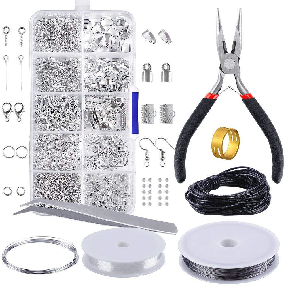 DIY Schmuck Starter Kit mit Werkzeugen und Edelstahlzubehör – ideal für Epoxidharz und UV-Harz Schmuckherstellung.