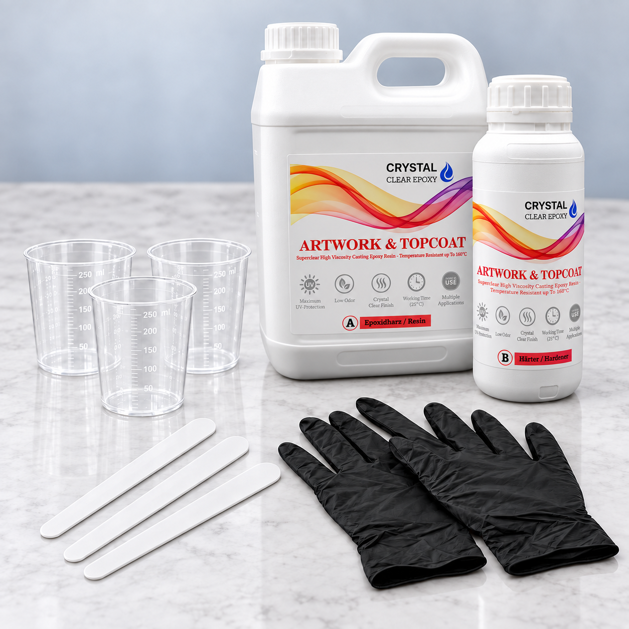 Artwork & Topcoat Epoxidharz Starterset mit Zubehör