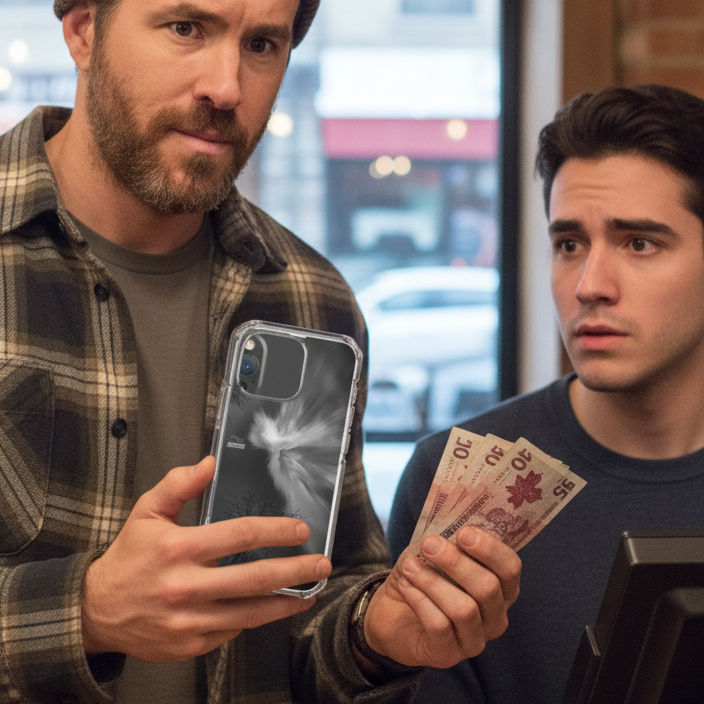 Miniature : Clear phone case featuring a black and white photograph by Dre Erwin, capturing a powerful Saskatchewan aurora corona swirlin