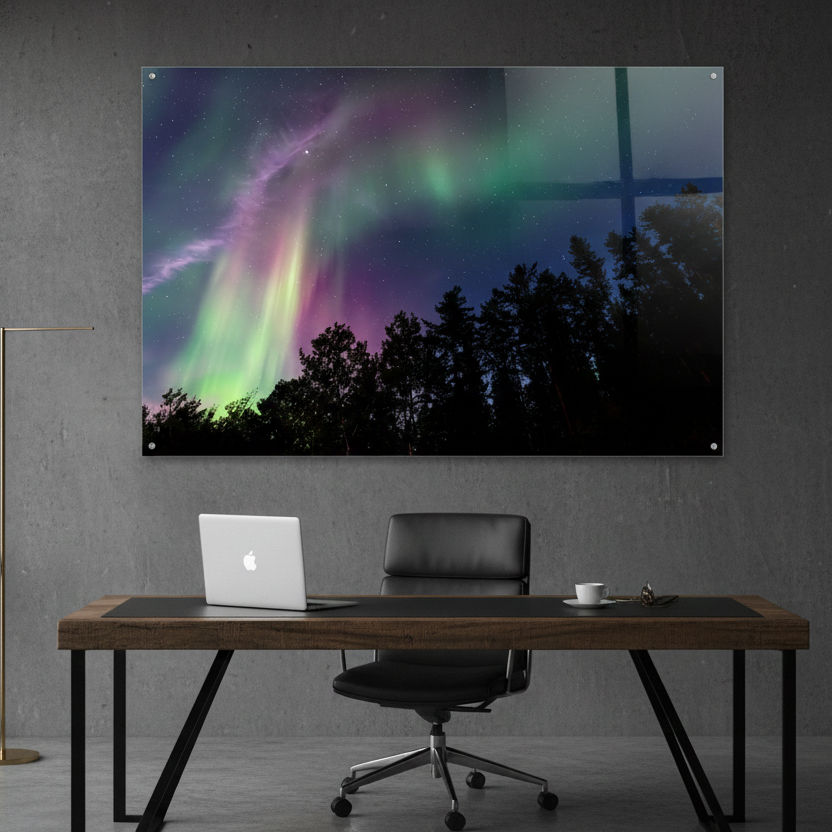 Miniature : L'Heure à couper le souffle : Impression numérique d'art sur une intense aurore boréale