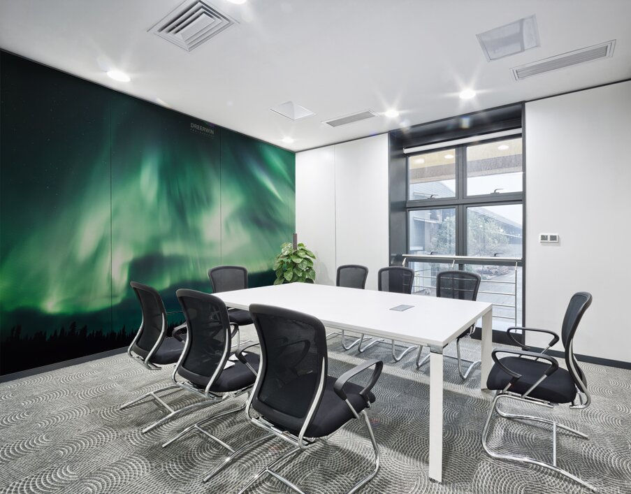 winter aurora borealis image on canvas on the wall in someone's bedroom for sale by Dre Erwin