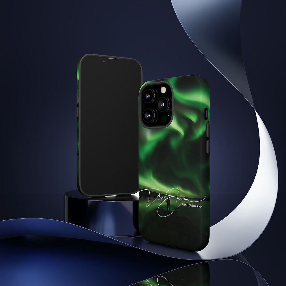 Miniature : For sale are cell phone cases featuring the motivational message 'Do What Makes You Happy' overlaid on a captivating photo of the Northern Lights in Canada, captured by Dre Erwin Photography. The cases showcase the mesmerizing beauty of the Aurora Borealis dancing across the sky, adding a sense of wonder and positivity to your phone while carrying an empowering message.