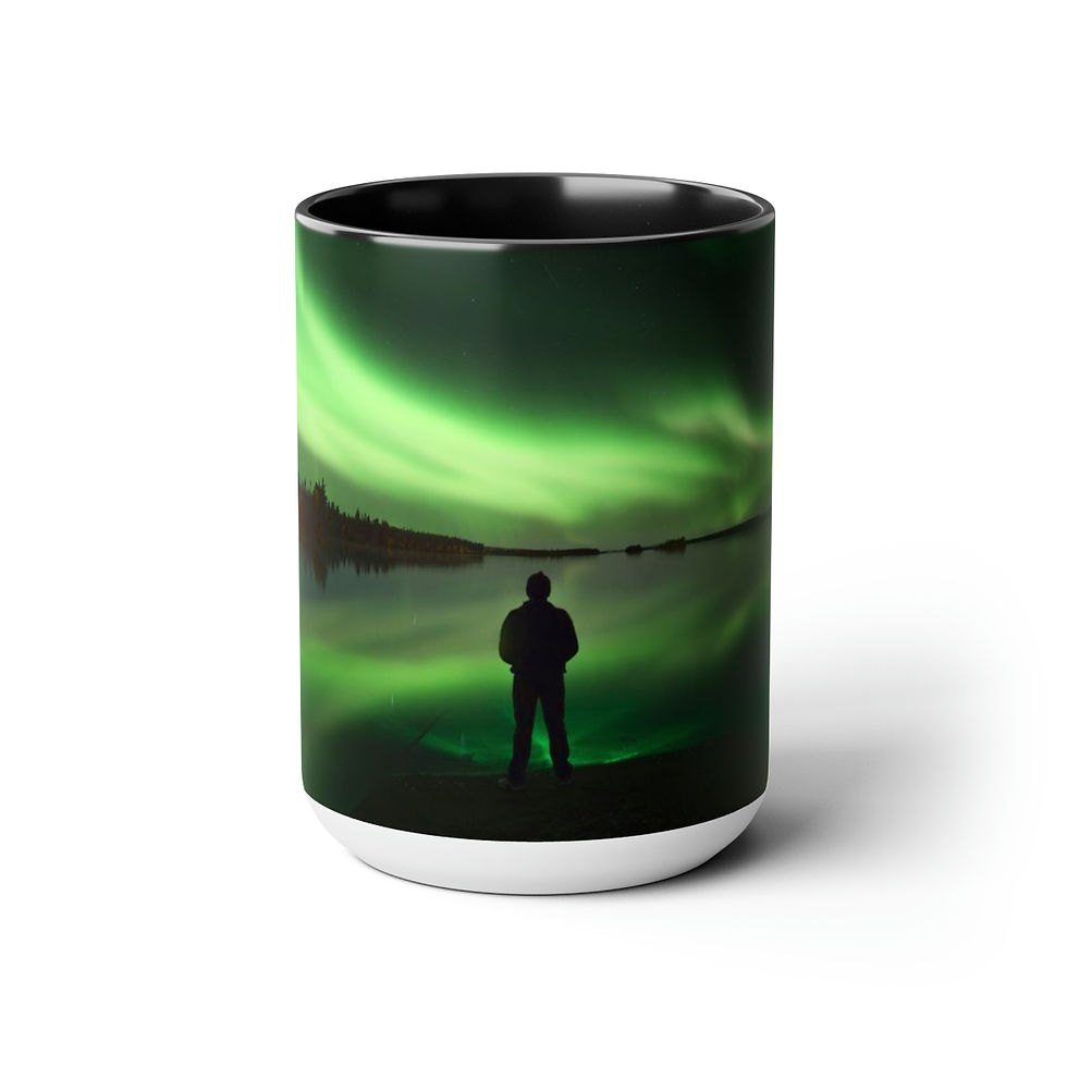 Miniature : Mug à café Aurora Borealis noir 44 cl, motif ciel bicolore