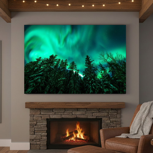 Emerald Flow: Green Swirl Over Northern Forest | Dre Erwin Photography