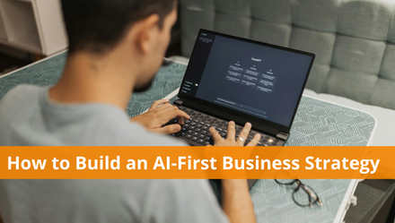 Man using ChatGPT in his AI-first business strategy session