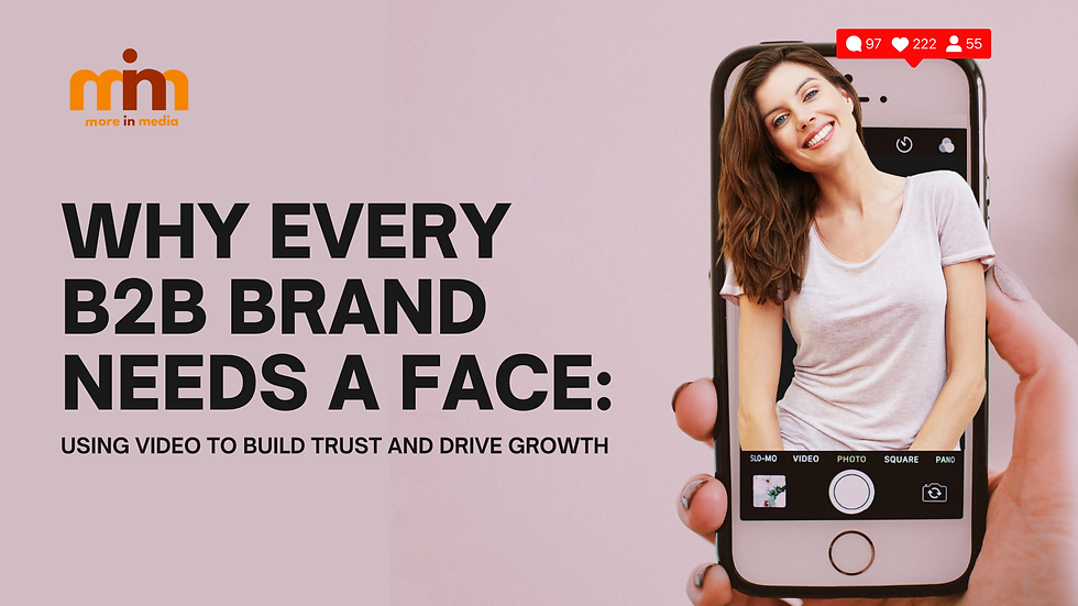 Woman appears out of a smartphone, she is the face of the B2B brand