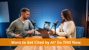 Two podcasters recording a show to be cited by AI