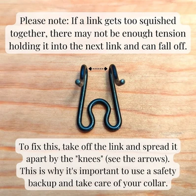 A note about caring for the links in pring collars