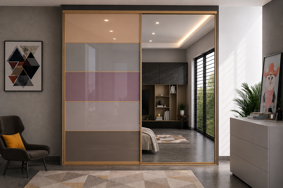 C-Slidoo bold textured wardrobe door finish in a luxury suite