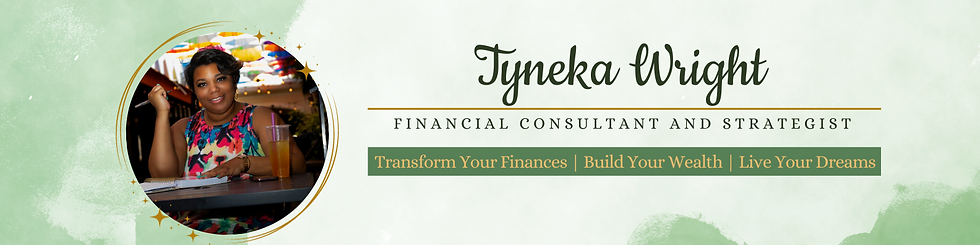 Website banner for financial consultant and strategist services.