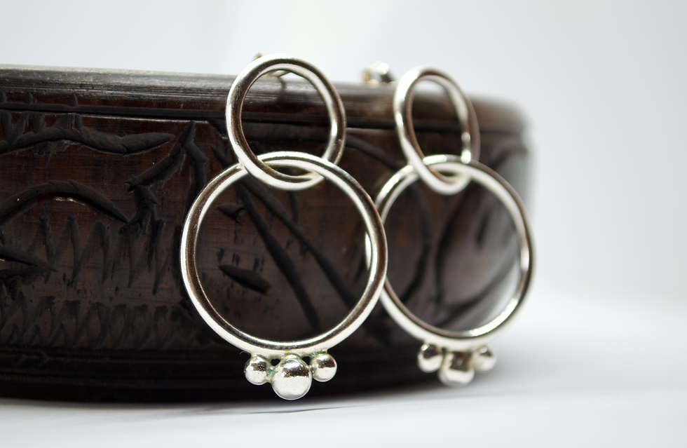 Thumbnail: Embellished double hoop earrings