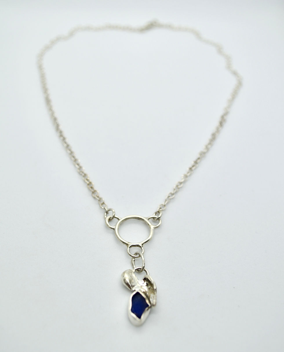 Thumbnail: Cobalt seaglass & watercast necklace