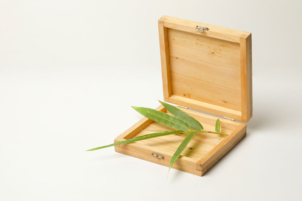Bamboo box opened